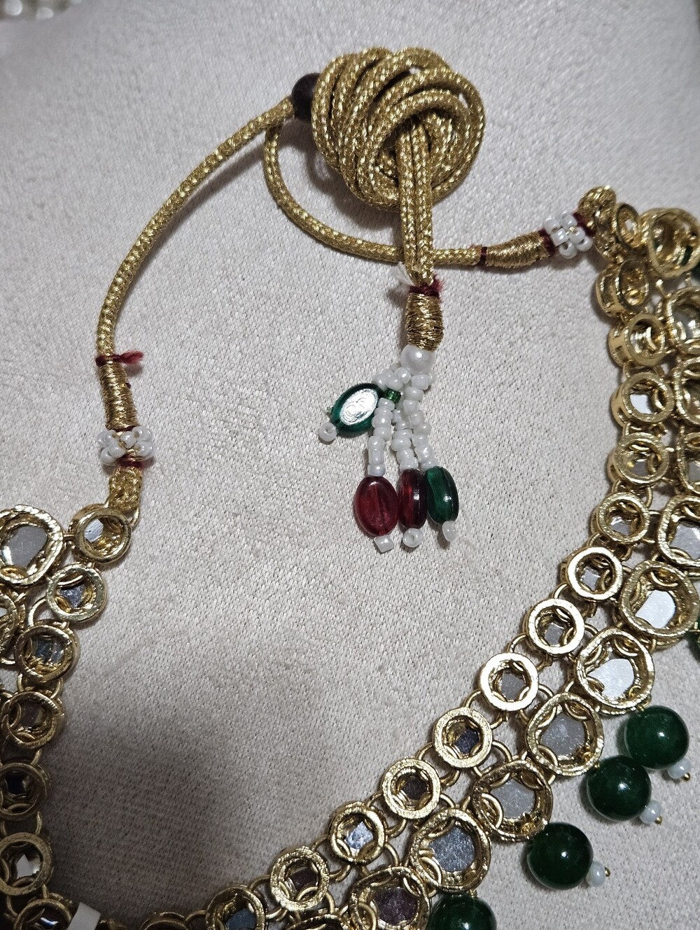 Aheli Indian Bollywood Kundan Necklace Earrings Set Green Gold - Picture 8 of 9